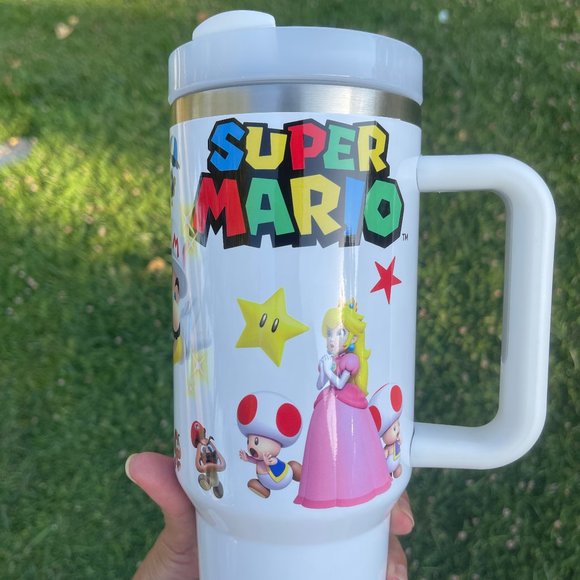 Nintendo Super Mario Bros Tumbler 40 oz tumbler with hand carry … - Picture 5 of 15